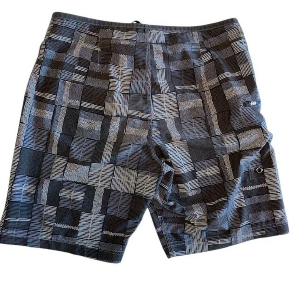 PrAna Swim Shorts Geometric‎ Print Swim with Zip Pocket Drawstring Closure Sz 32 - Picture 2 of 8